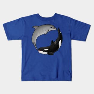 Baby Dolphin and Orca Circle Kids T-Shirt